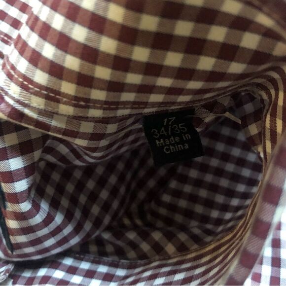 Nautica shirt button Down, Checked Size 17 34/35 - Picture 3 of 4